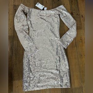H&M New with tags Sequin gold, champagne mini dress